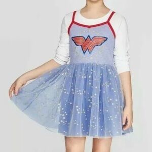 Wonder Woman Girls Kids Tulle Tank Dress  - Size Medium (7/8)